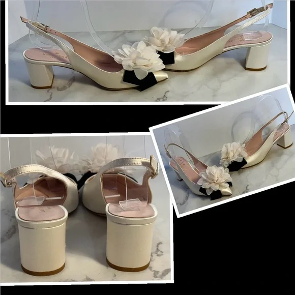 Kate Spade Mettie Satin Sling Back heels size 5 (EUC) - Picture 4 of 16